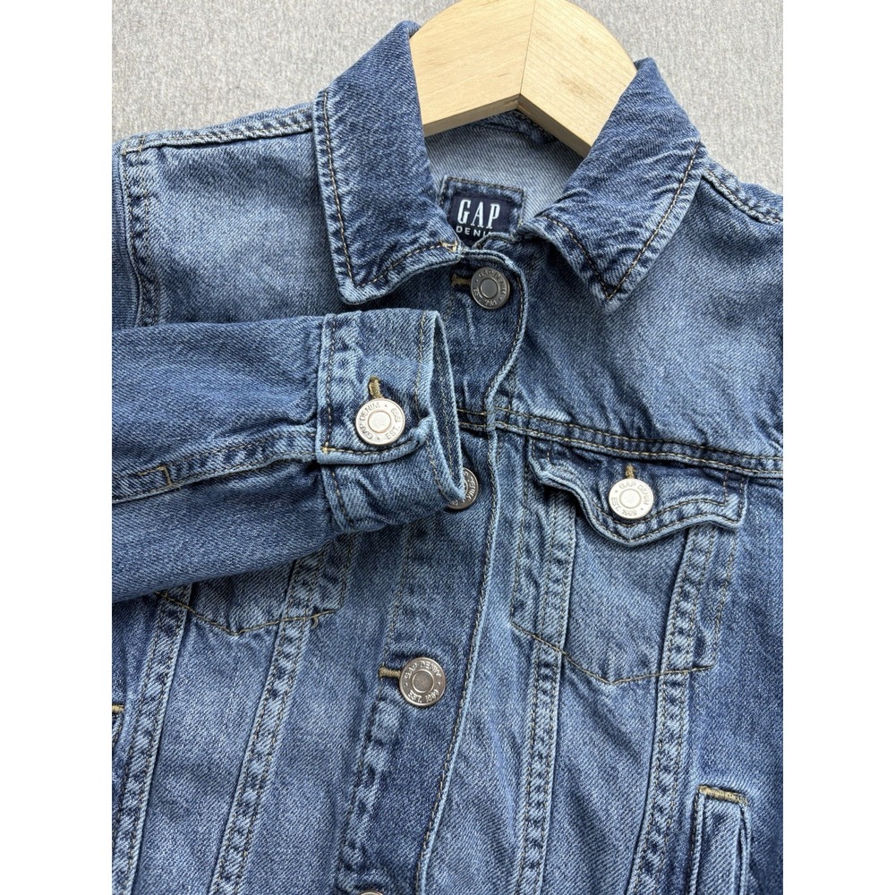Gap Jean Jacket Kids M Blue Medium Wash Button Front Hip Length Cowgirl Trucker